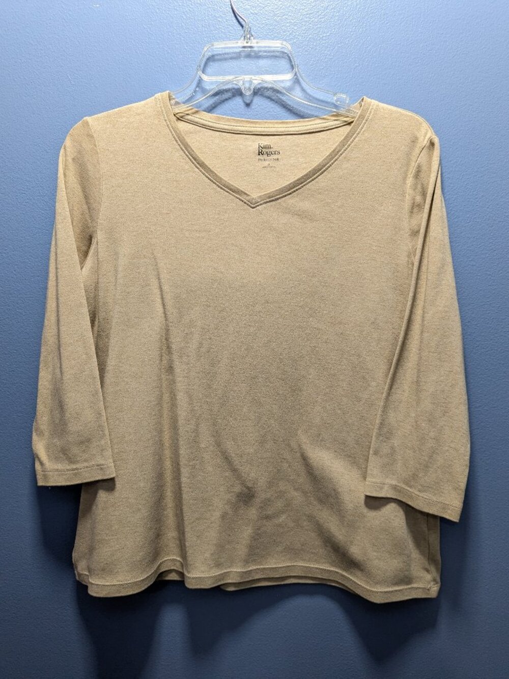 Kim Rogers Perfectly‎ Soft Beige Shirt Top Size S